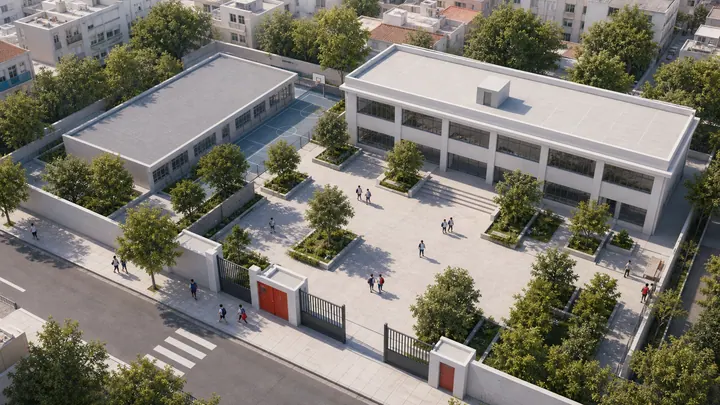 El colegio visto desde arriba con todas las comunicaciones unificadas en un único hub de Cuaderno Rojo
